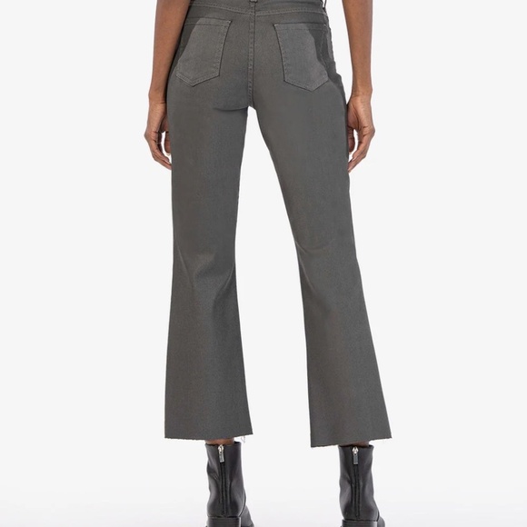 KUT Kelsey Coated Grey High Rise Fab Ab Ankle Flare - Picture 2 of 6
